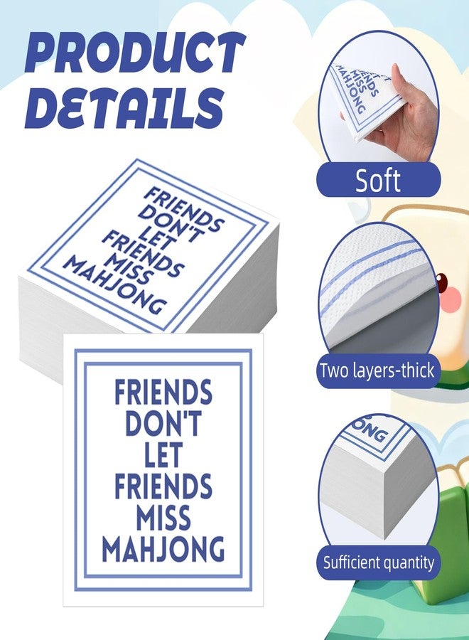 Weekgrat 100 Pcs Funny Mahjong Cocktail Napkins 5'' x 5'' Folded Mahjong Disposable 2-ply Paper Party Beverage Napkin Decorative Tableware Supply for Bar Wedding 5 Design Choices - Image 4